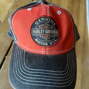 Harley Davidson woven vintage motor oil hat OS